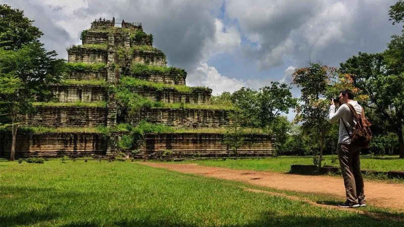 The seven-tiered pyramid of Prasat Thom at Koh Ker rising above a jungle clearing on a Koh Ker and Beng Mealea day tour from Siem Reap